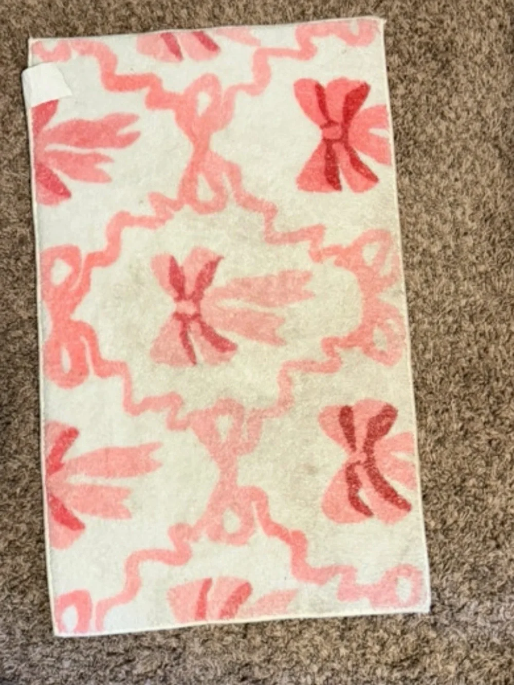 Pink Bow Pattern Accent Rug